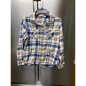 River Rose Shirt Womens Large Blue Plaid Button Up Flannel Outdoor